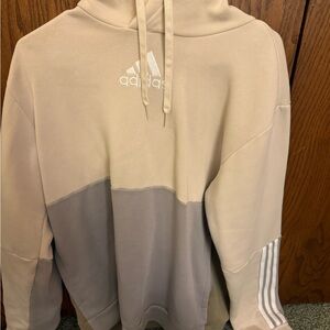 Adidas Men's Beige and Light Gray Hoodie